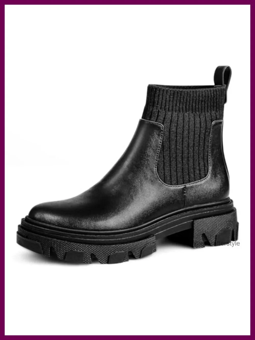 Women's Chelsea Boots Ankle Booties Chunky Platform Lug Sole Slip On Black